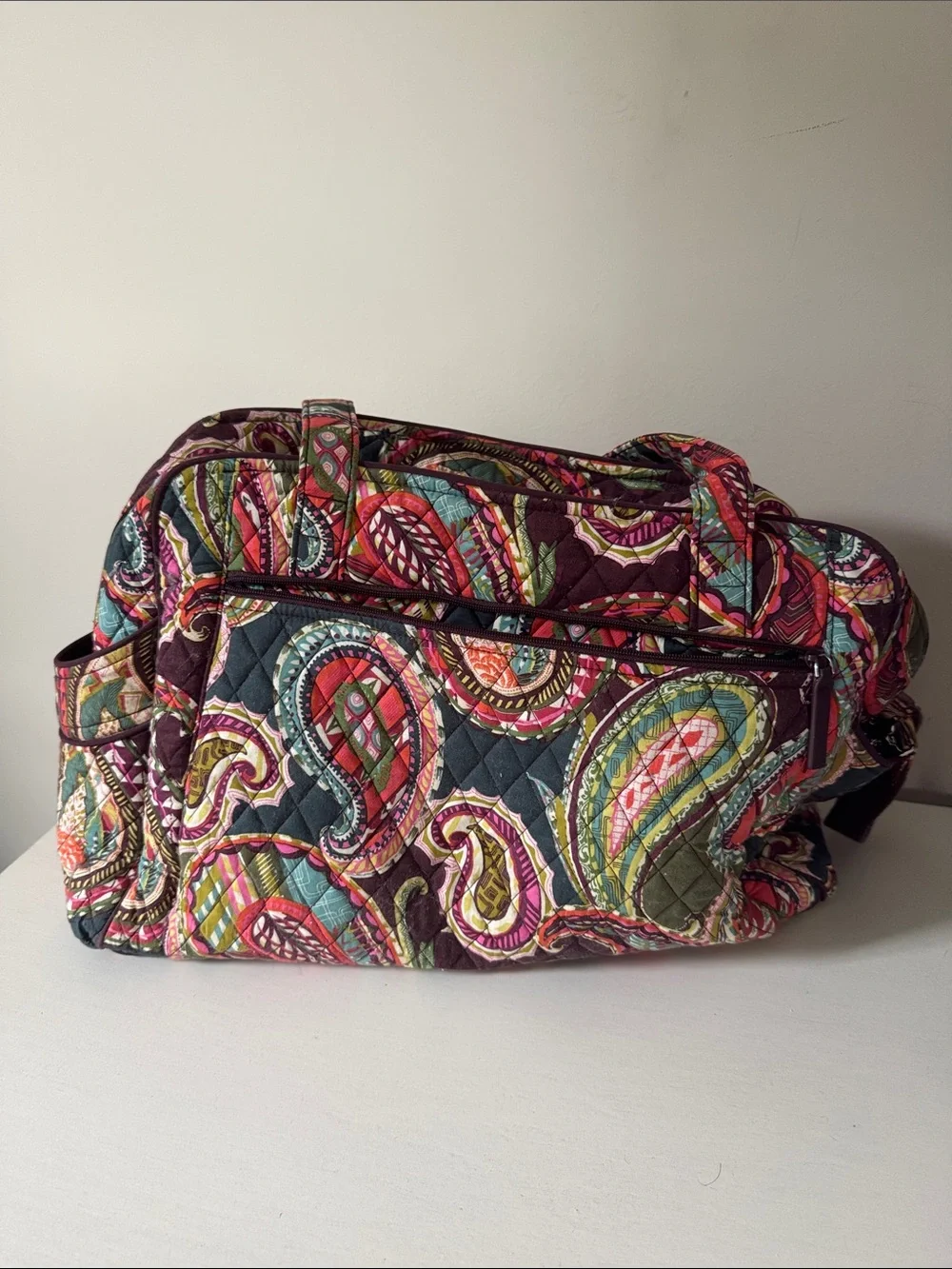 Vera Bradley Multicolor Paisley Quilted Baby Bag with Plum Accents